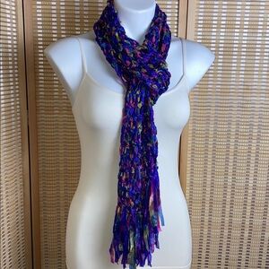 Blushing Violet Multi Colored Knitted Ribbon Hypoallergenic  Scarf Handmade